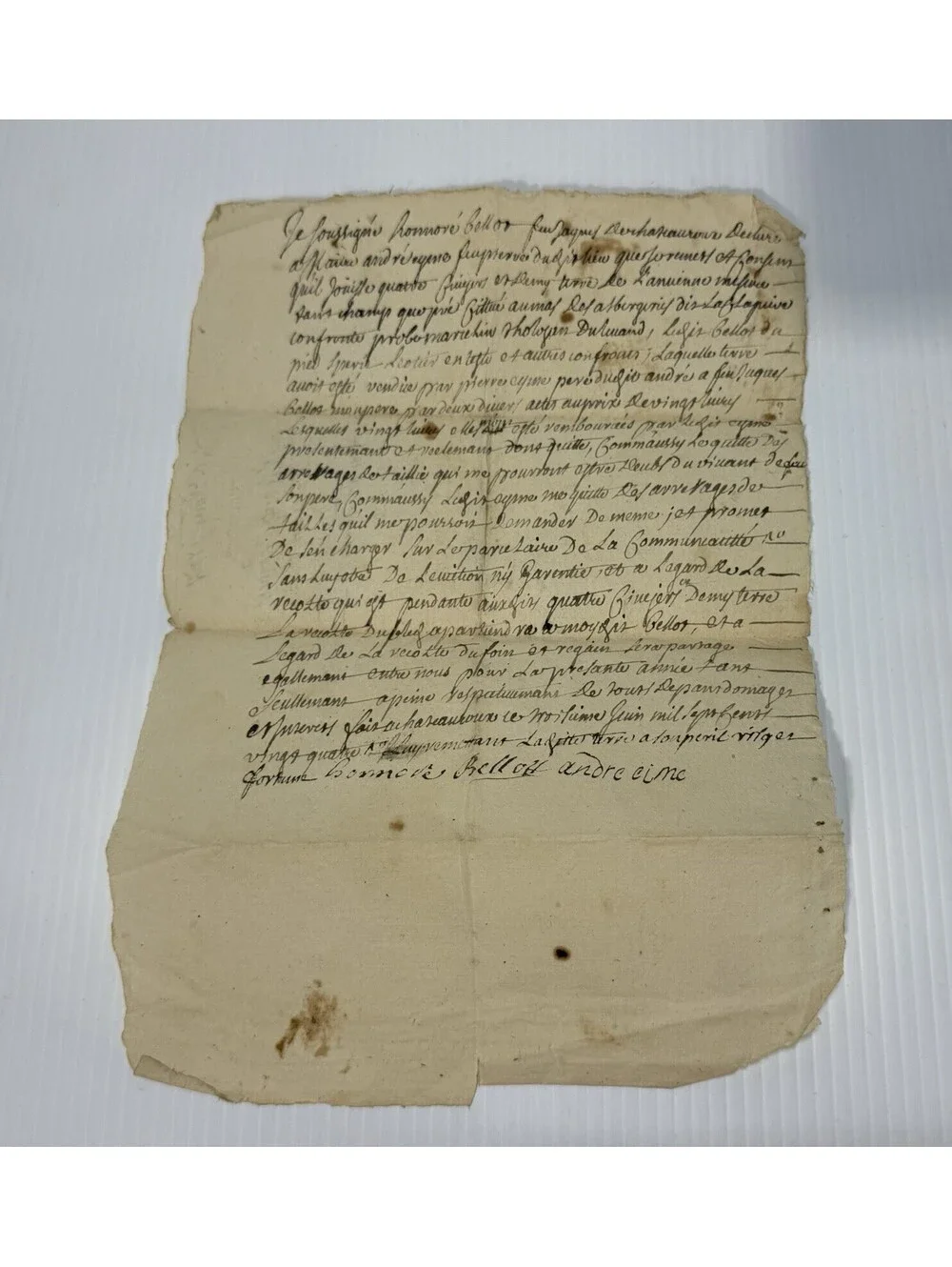 Original 1724 French Notarial Land Agreement Signed Pre-1800 Manuscript Ephemera